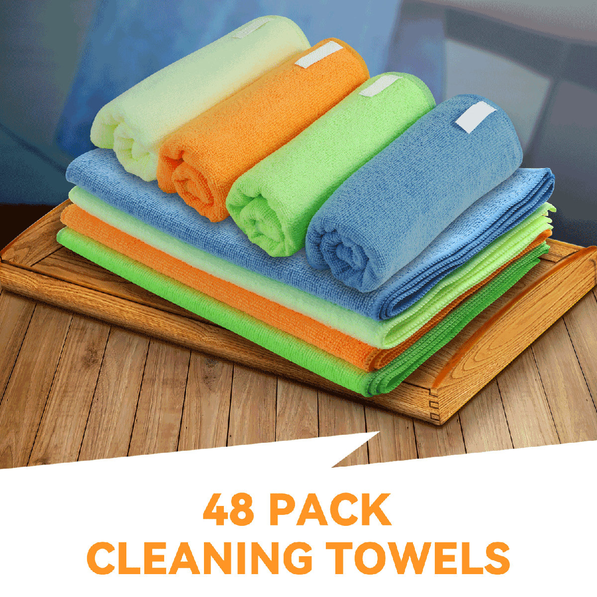 48 Pack Microfiber Cleaning Cloth, All-Purpose Reusable Cleaning Towels, Machine Washable, 12" X 16"